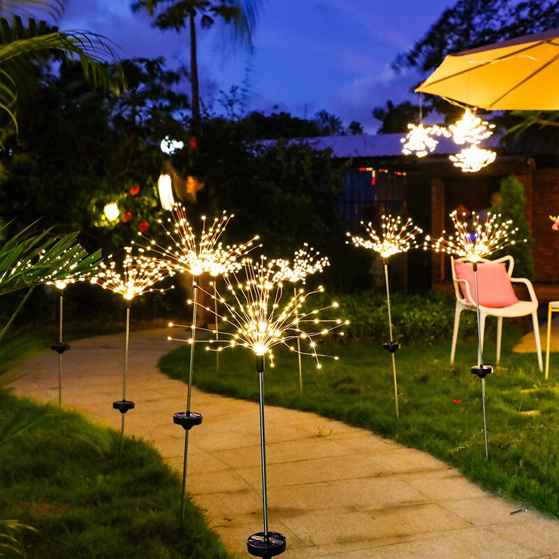 태양 전원 불꽃 놀이 조명 방수 LED 야외 문자열 요정 조명 정원 잔디 거리 풍경 휴일 장식 램프